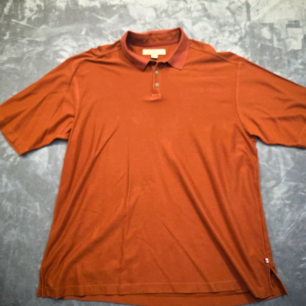 Tommy Bahama Men's Polo Shirt XL Orange/Rust Short Sleeve Pique - Picture 4 of 11